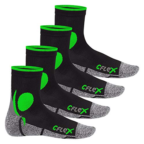 CFLEX Damen und Herren Running Funktions-Socken (4 Paar) Laufsocken - Schwarz-Grün 39-42 von CFLEX