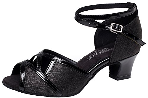 Damen Lateinische Salsa Tango Cha-Cha Bequeme Übungen Custom Heel Peep Toe Satin Professionelle Tanzschuhe, Schwarz - Schwarz - Größe: 39 EU Damen Lateinische Salsa Tango Cha-Cha Bequeme Übungen Custom Heel Peep Toe Satin Professionelle Tanzschuhe, Schwarz - Schwarz - Größe: 39 EU von CFP