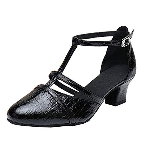 Damen Lateinischer moderner Tango Ballsaal Party Salsa Social T-Straps Geschlossene Zehe Custom Heel Tanzschuhe, Schwarz - Schwarz - Größe: 35 EU Damen Lateinischer moderner Tango Ballsaal Party Salsa Social T-Straps Geschlossene Zehe Custom Heel Tanzschuhe, Schwarz - Schwarz - Größe: 35 EU von CFP