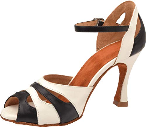 Damen Tanzschuhe Lateinische Rumba Ballsaal Party Salsa Streifen Üben Latein Tango Peep Toe Custom Heel, Weiß - weiß - Größe: 40 EU von CFP