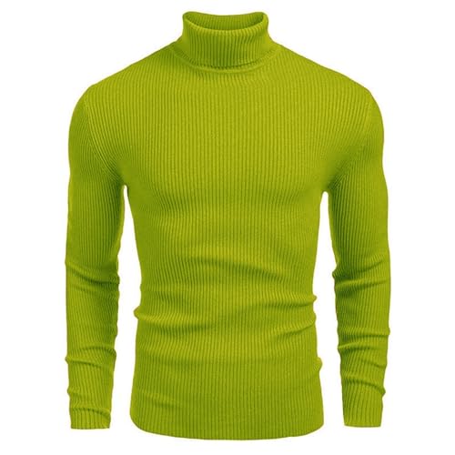 CFQYPZY Herren-Strickpullover – Klassischer Herren-Rollkragenpullover, Warmer Und Modischer Langarmpullover Für Herbst Und Winter, Dehnbar, Weich, Schlank, Verdickt, Lässige Streetwear, Hellgrün, M von CFQYPZY