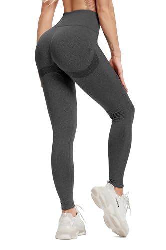 CFR Damen High Waist Workout Vital Seamless Leggings Butt Lift Yoga Pants Stretchy Fitness Gym Tights, #2 Ultra Booty Contour – Dark Heather Grey, Groß von CFR