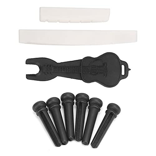 Gitarre B Pin Kitacustic Guita Gitarre B Pin Kit Ox Bone Kissen Puller -Entfernerinstrumentenzubehör mit Sattelmutter mit Klarheit aus der Herstellung Unserer Pin überlegene Qualität Porosität B von CFTGIW