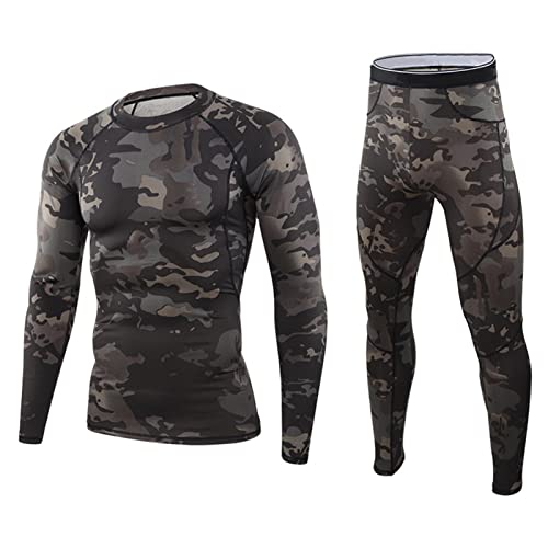 CFlong Thermounterwäsche Herren, Funktionswäsche Atmungsaktiv Thermo Unterwäsche Set, Winterausrüstung Skiunterwäsche Zum Workout Skifahren Wandern (Black,3XL) von CFlong