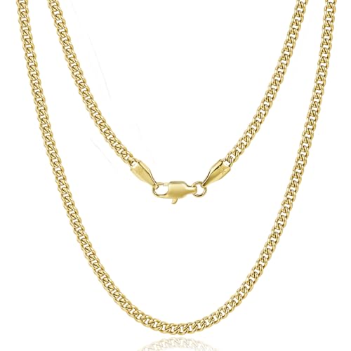 CG&KYGG 3 mm Miami Cuban Link, 14 Karat echt, vergoldet, 316L Edelstahl, massive Halskette für Herren und Damen, 20inch, Edelstahl, Kein Edelstein CG&KYGG 3 mm Miami Cuban Link, 14 Karat echt, vergoldet, 316L Edelstahl, massive Halskette für Herren und Damen, 20inch, Edelstahl, Kein Edelstein von CG&KYGG