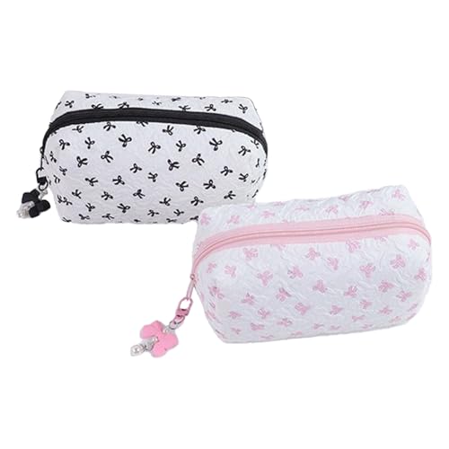 CGACCSD Bow Makeup Bag Groß 2 Stück,Reise Kosmetiktasche | Niedliche Kosmetiktasche Ordnungshalter für Mädchen Schule Reise von CGACCSD