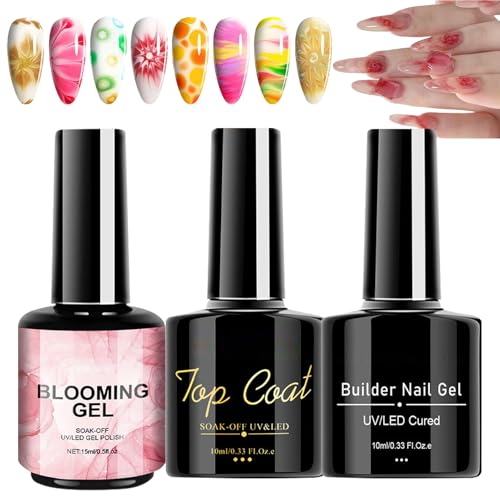 CGACCSD Gel für die Nägel, blühendes Gel – 3 x Top Coat Base Base Frauen Nail Gel – langanhaltende Ausbreitungswirkung von CGACCSD