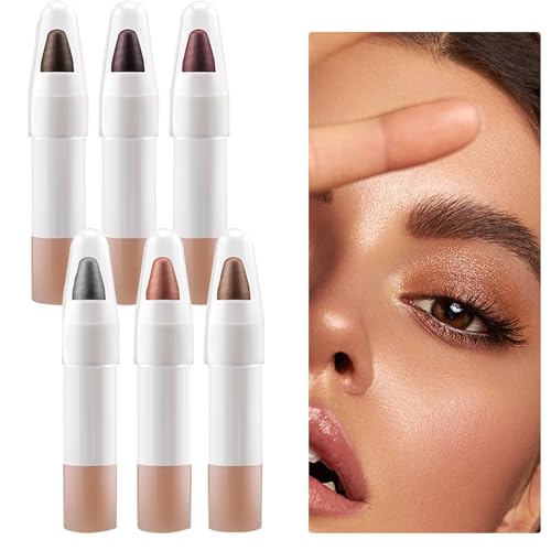 CGACCSD Lidschattensticks, Creme -Lidschattenstock - Wasserdichtes Lidschattenstock | Shimmer Highlighter Glitzer Langwärchen 6 Farben Kosmetik für reife Hautbraut Make-up von CGACCSD