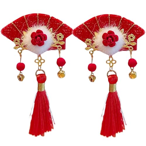 CGACCSD Rote Haaraccessoires für Mädchen, Haaraccessoires zum Chinesischen Neujahr,Rote Haarschleifen mit Quasten Haarspange im chinesischen Stil - Frohes Neues Jahr Haarschmuck für Muttertag, von CGACCSD