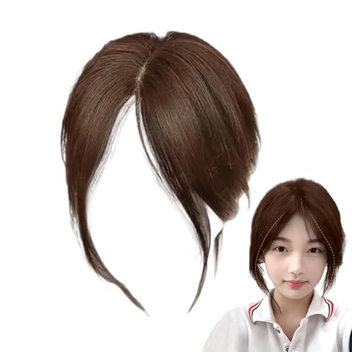 CGACCSD Topper Mittelscheitel Seitlicher Ansatz Haarteil | Kunsthaar Pony Haarteil Für Mittel Und Seitenscheitel,Volumenverstärkendes Zubehör Natürlich Aussehende Atmungsaktige Perücke Für Damen von CGACCSD