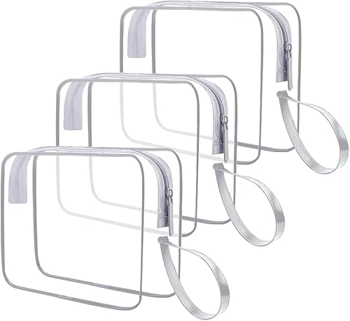 CGBE 3 Stück Kulturbeutel Transparent, Durchsichtige Kosmetiktasche Reise Make-up Tasche, Wasserdicht Kulturtasche Reisebeutel Waschtasche für Damen Herren, Grau von CGBE