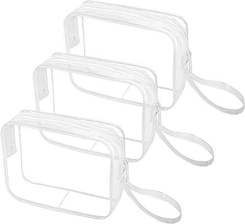 CGBE 3 Stück Kulturbeutel Transparent, Durchsichtige Kosmetiktasche Reise Make-up Tasche, Wasserdicht Kulturtasche Reisebeutel Waschtasche für Damen Herren, Transparent von CGBE