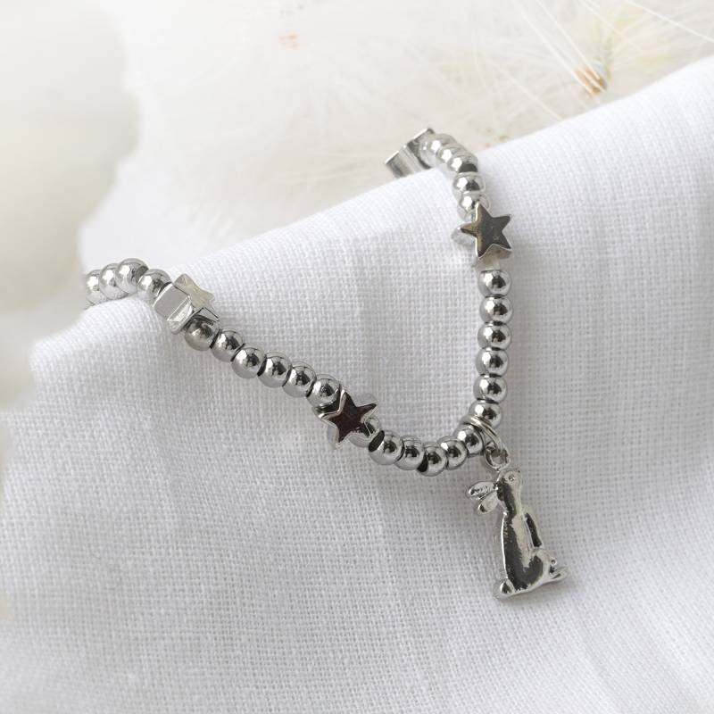 Perlen Häschen Und Stern Blumen Armband Mit Geschenkkarte von CGBGiftware