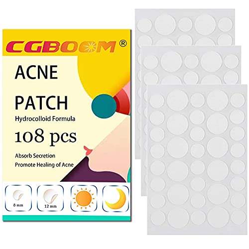 108 Stück Pimple Patch Hydrokolloid Acne Patch Unsichtbare Natürliche Akne Patches Mit, 1.5% Salicylsäure und Niacinamid, Tag Und Nacht 2-In-1 Wasserdicht Absorptions Pickel Patch (108 PCS) von CGBOOM
