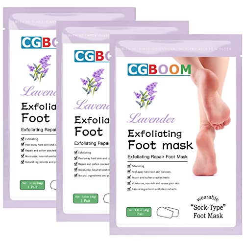 3er Pack Fußmaske Hornhaut und abgestorbene Haut entfernen Fußpeeling Maske Anti Aging Exfoliating Socken Fußschälmaske Hornhaut Socken Peeling Baby Feet für Frauen & Männer von CGBOOM