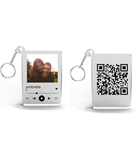 CGFN personalisierte Foto Schlüsselbund im Spotify-Song-Album-Cover-Stil, verwenden Sie Ihr Foto, Ihren Text und Ihren QR-Code zum Anpassen von CGFN