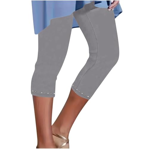CGGMVCG Capri-Leggings für Damen, Strass, leicht, hohe Taille, trendig, Stretch, Workout, Kompression, Yogahose, Grau ➤➤ Bauchfreie Hose für Damen, 3X-Groß CGGMVCG Capri-Leggings für Damen, Strass, leicht, hohe Taille, trendig, Stretch, Workout, Kompression, Yogahose, Grau ➤➤ Bauchfreie Hose für Damen, 3X-Groß von CGGMVCG