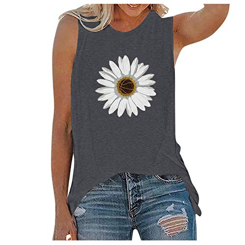 CGGMVCG Damen Grafik Tank Tops Top Mode Ärmellos Frauen Bedruckte Bluse Casual Tank Ärmellos T-Shirts für Frauen, GRAU, Mittel von CGGMVCG