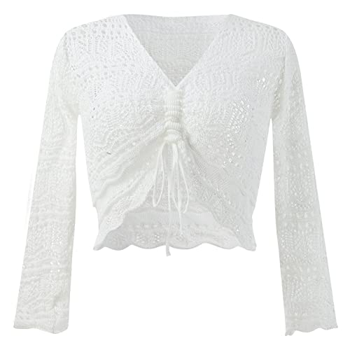 CGGMVCG Damen Sommer Tops Damen Bohemian Off The Shoulder Sheer Crop Top Bell Sleeve Flowing Oversized T-Shirts für Frauen, Weiß, Mittel CGGMVCG Damen Sommer Tops Damen Bohemian Off The Shoulder Sheer Crop Top Bell Sleeve Flowing Oversized T-Shirts für Frauen, Weiß, Mittel von CGGMVCG