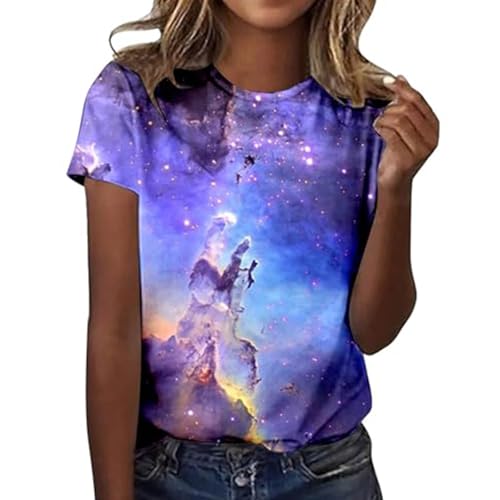 CGGMVCG Galaxy Shirt Damen 3D Galaxie Bedrucken Grafik-T-Shirts Universum Sternenhimmel Weltraum Karneval Kostüm Tshirt Kurzarm Rundhals Sommer Oberteile Frauen Faschingskostüme (A03 Dunkelblau, XXL) CGGMVCG Galaxy Shirt Damen 3D Galaxie Bedrucken Grafik-T-Shirts Universum Sternenhimmel Weltraum Karneval Kostüm Tshirt Kurzarm Rundhals Sommer Oberteile Frauen Faschingskostüme (A03 Dunkelblau, XXL) von CGGMVCG