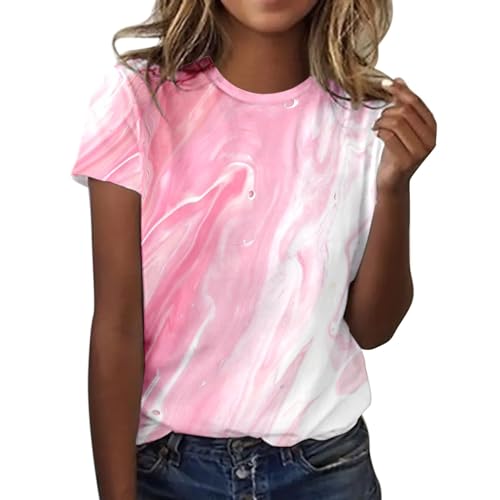 CGGMVCG Grafik-T-Shirts für Damen, täglicher Druck, Rundhalsausschnitt, kurzärmelig, Rundhalsausschnitt, übergroße T-Shirts für Damen, Z01 Pink, XXXXL von CGGMVCG