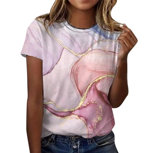 CGGMVCG Grafik-T-Shirts für Damen, täglicher Druck, Rundhalsausschnitt, kurzärmelig, Rundhalsausschnitt, übergroße T-Shirts für Damen, Z02 Pink, XXXXL von CGGMVCG
