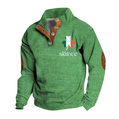 CGGMVCG Herren-Sweatshirt St. Patricks Day, bedruckt, Knopf, Stehkragen, St. Patricks Day, Shirts für Herren, Orange, S von CGGMVCG