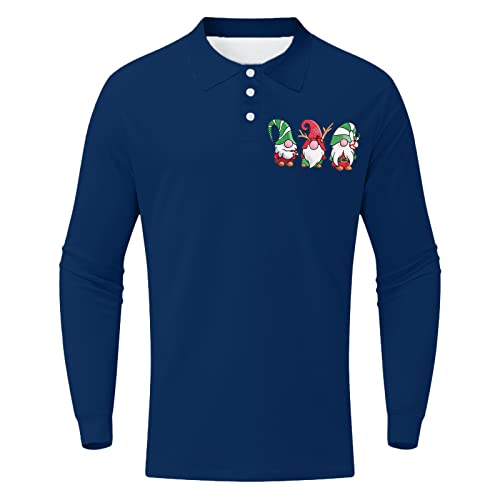 CGGMVCG Herren-Poloshirt, Weihnachtsprint, lässig, Winter, Knopfleiste, Umlegekragen, XL von CGGMVCG