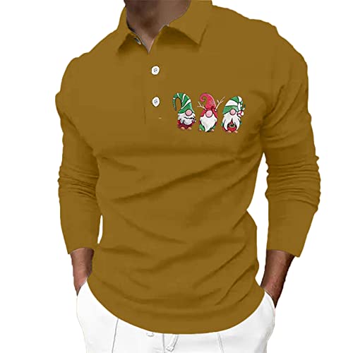 CGGMVCG Herren-Poloshirt, Weihnachtsprint, lässig, Winter, Knopfleiste, Umlegekragen, L von CGGMVCG