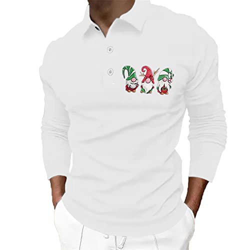 CGGMVCG Herren-Poloshirt, Weihnachtsprint, lässig, Winter, Knopfleiste, Umlegekragen, L von CGGMVCG