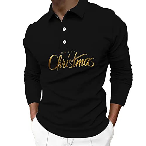 CGGMVCG Herren-Poloshirt, Weihnachtsprint, lässig, Winter, Knopfleiste, Umlegekragen, XL von CGGMVCG