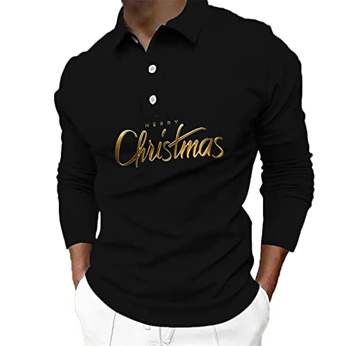 CGGMVCG Herren-Poloshirt, Weihnachtsprint, lässig, Winter, Knopfleiste, Umlegekragen, XXL von CGGMVCG