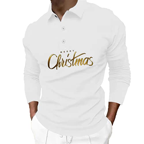 CGGMVCG Herren-Poloshirt, Weihnachtsprint, lässig, Winter, Knopfleiste, Umlegekragen, M von CGGMVCG