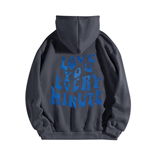 CGGMVCG Love You Every Minute Hoodies für Damen Lustige Solgan Grafik Sweatshirts Lose Casual Langarm Kapuzenpullover Top, Grau, S CGGMVCG Love You Every Minute Hoodies für Damen Lustige Solgan Grafik Sweatshirts Lose Casual Langarm Kapuzenpullover Top, Grau, S von CGGMVCG