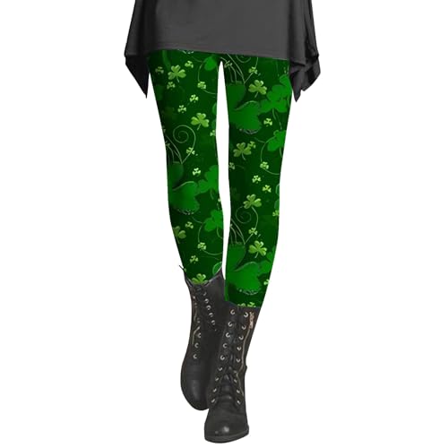 CGGMVCG St Pattys Leggings für Damen, St. Day Leggings, Irische Sport-Leggings mit St. Patricks Day Strumpfhose, Damen (Grün #02, 4XL) von CGGMVCG