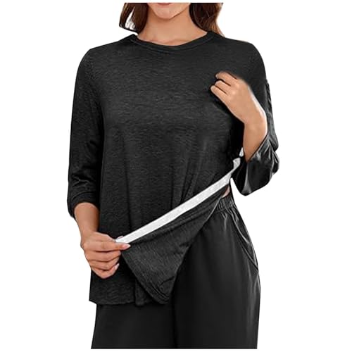 CGGMVCG Unisex Hemd nach Schulterchirurgie nach Rotatorenmanschette Chirurgie Shirt Snap Tearaway Shirts Chemo Port Adaptive Kleidung 3/4 Ärmel, Schwarz, XL von CGGMVCG