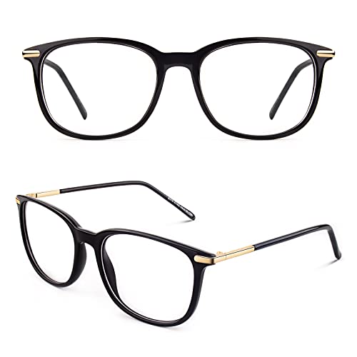 CGID CN79 Klassische Nerdbrille ellipse 40er 50er Jahre Pantobrille Vintage Look clear lens, Glossy Schwarz, 52 von CGID