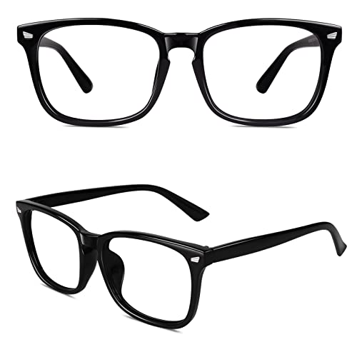 CGID CN82 Damen Herren Streberbrille:klassische Fashion Brille Oversized Bold Large Square Frame Keyhole Nerd Geek Style,Clossy Schwarz von CGID