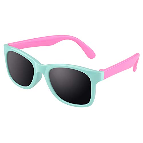 CGID Gummi Flexible Kinder Polarisierte Sonnenbrillen für Baby und Kinder im Alter von 3-6, K25,Grün Rosa von CGID