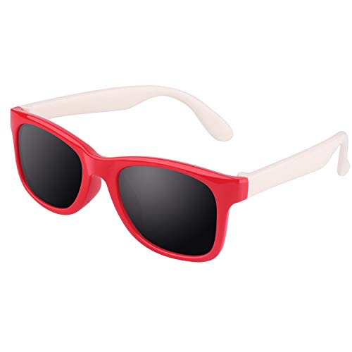 CGID Gummi Flexible Kinder Polarisierte Sonnenbrillen für Baby und Kinder im Alter von 3-6, K25,rot Weiss von CGID