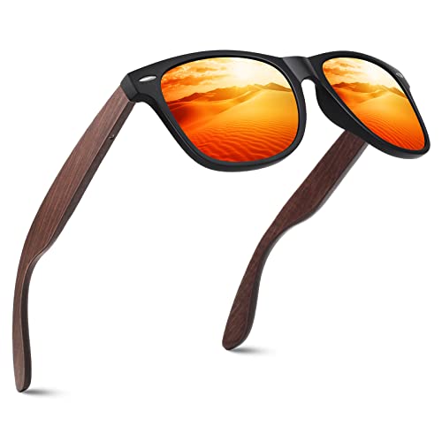 CGID Holz Polarisierte Sonnenbrille Herren Damen Verspiegelt Original UV400 CAT 3 M08 von CGID