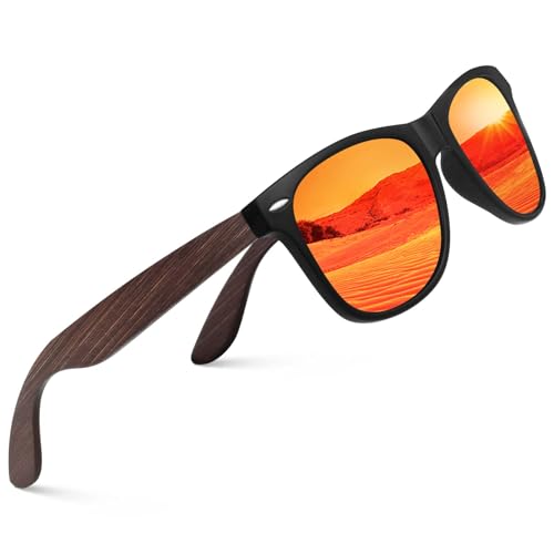 CGID Sonnenbrille Herren Damen Polarisiert Bambus Brillengläser CAT3 CE mit UV400-Schutz für Angeln Fahren von CGID