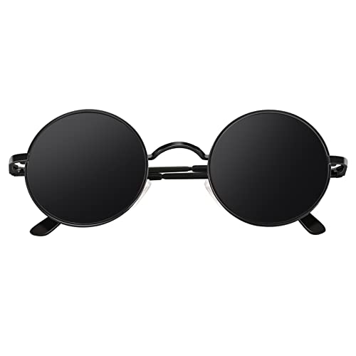 CGID Retro Sonnenbrille Herren Damen Rund Lennon Hippie Polarisiert UV400 Schutz Metallrahmen,E01 von CGID