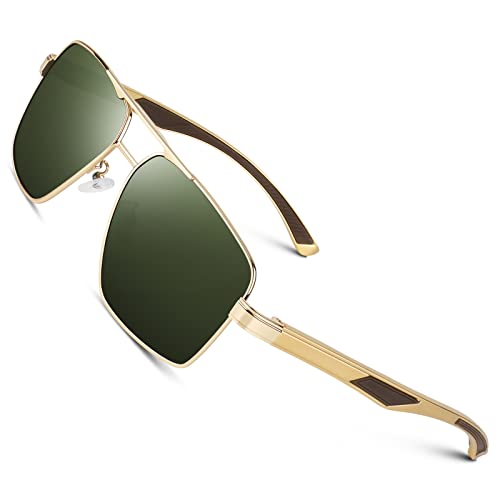 CGID Pilotenbrille Al-Mg Metall Rahmen Polarisiert Sonnenbrille Herren Damen Piloten UV400 von CGID