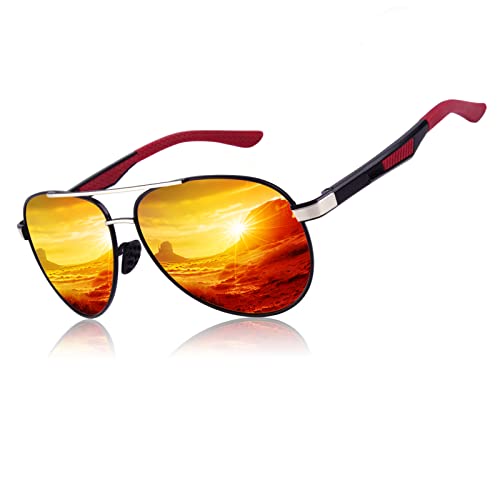 CGID Sonnenbrille Herren Pilotenbrille Polarisiert Piloten Verspiegelt Damen Metallrahmen UV400 Schutz von CGID