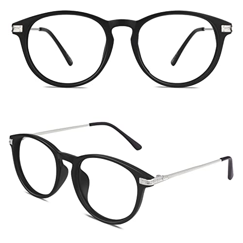 CN92 Klassische Nerdbrille rund Keyhole 40er 50er Jahre Pantobrille Vintage Look clear lens, B Matte Schwarz, 47 von CGID