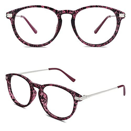 CN92 Klassische Nerdbrille rund Keyhole 40er 50er Jahre Pantobrille Vintage Look clear lens,Violett Spot von CGID