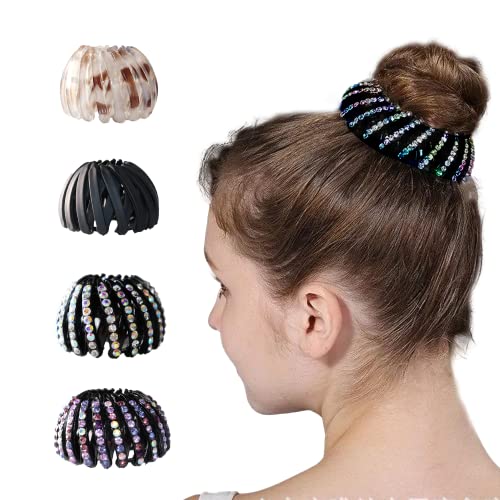 4 Stück Haarspangen Crystal Haarclips, Vintage Vogelnest Haarklammern, Versenkbare Haarschlaufen Haargreifer Haar Accessoire Haarschmuck für Mädchen und Damen von CGLRybO