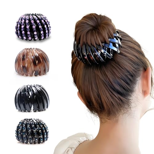 4 Stück Haarspangen Crystal Haarclips, Vintage Vogelnest Haarklammern, Versenkbare Haarschlaufen Haargreifer Haar Accessoire Haarschmuck für Mädchen und Damen von CGLRybO