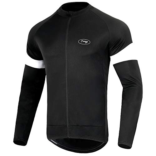 CGLRybO Herren Radtrikot Langarm Radsport Laufshirts 3+1 Taschen, Atmungsaktiv Quick Dry MTB Shirt, Schwarz , XL von CGLRybO